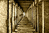 Having A Rest Photo: Columned walkway at the old bazaar of Hampi.