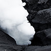 Streaked (Caldera III) Photo: A plume of hot gas exits one of the volcanoes at Mount Bromo.