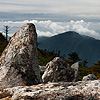 Stoned View Photo: The view of the east section of Seoraksan (소락산) National Park from near the highest point of the mountain.  Coincidentally, that would be the area of the park my now jiggly legs forbade me to go.  At this point in the journey, I'm exhausted, hungry, and aching for a hot cup o' joe.  For those of you that think traveling is - wait for it - a stroll in the park, I can doubly assure you, often it's not and the main reason I punish my achy breaky body is for the possibility of that next halfway decent photo.