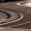 photo: Curves, Contrast - A tram snakes along an S-curve set of tracks.