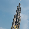 Tilted Tabernacle Photo: A tilted view of the Cathedral of Our Lady from the Scheldt River.