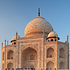 Tinted Tomb Photo: The Taj Mahal reflected in a pool of water at Sunset (archived photo).