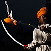 Saffron Assassin Photo: A young Sikh boy practicing martial arts and sword combat at the Paonta Sahib gurudwara.  (From the archives due to time restraints.)