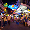 Center Khao San Road (Panorama) Photo: User-controlled panorama, midway, down chaotic Khao San Road, the de-facto headquarters of Thai tourism.