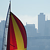 Sailboat & SF Skyline Photo: With the San Francisco skyline and Bay Bridge serving as a backdrop, a sailboat cruises into Oakland to dock (ARCHIVED PHOTO on the weekends - originally photographed 2006/06/23).