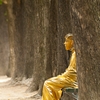 Parisian Pharaoh Photo: Tourists pass a lazy sitting "street performer" dressed as a golden sarcophagus along the park portion of the Champs-Élysées.