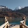 Snowscape Summit Photo: Stunning snowcapped French Alps mountains line the perimeter of Annecy Lake.